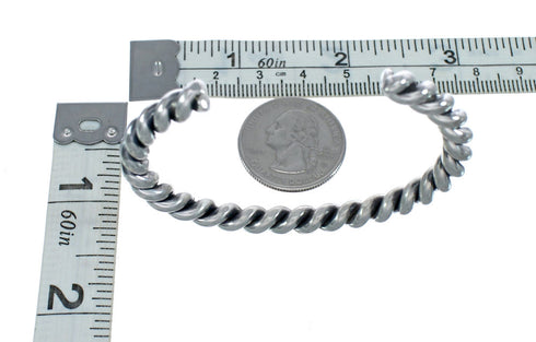 Navajo Genuine Twisted Sterling Silver Cuff Bracelet AX123906